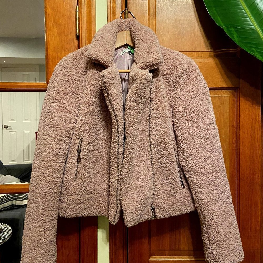 Italian Suite Benedict Teddy bear sherpa motor jacket, size S